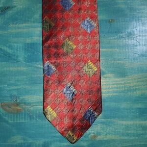 Red Tie with Colorful Square Blocks NEW